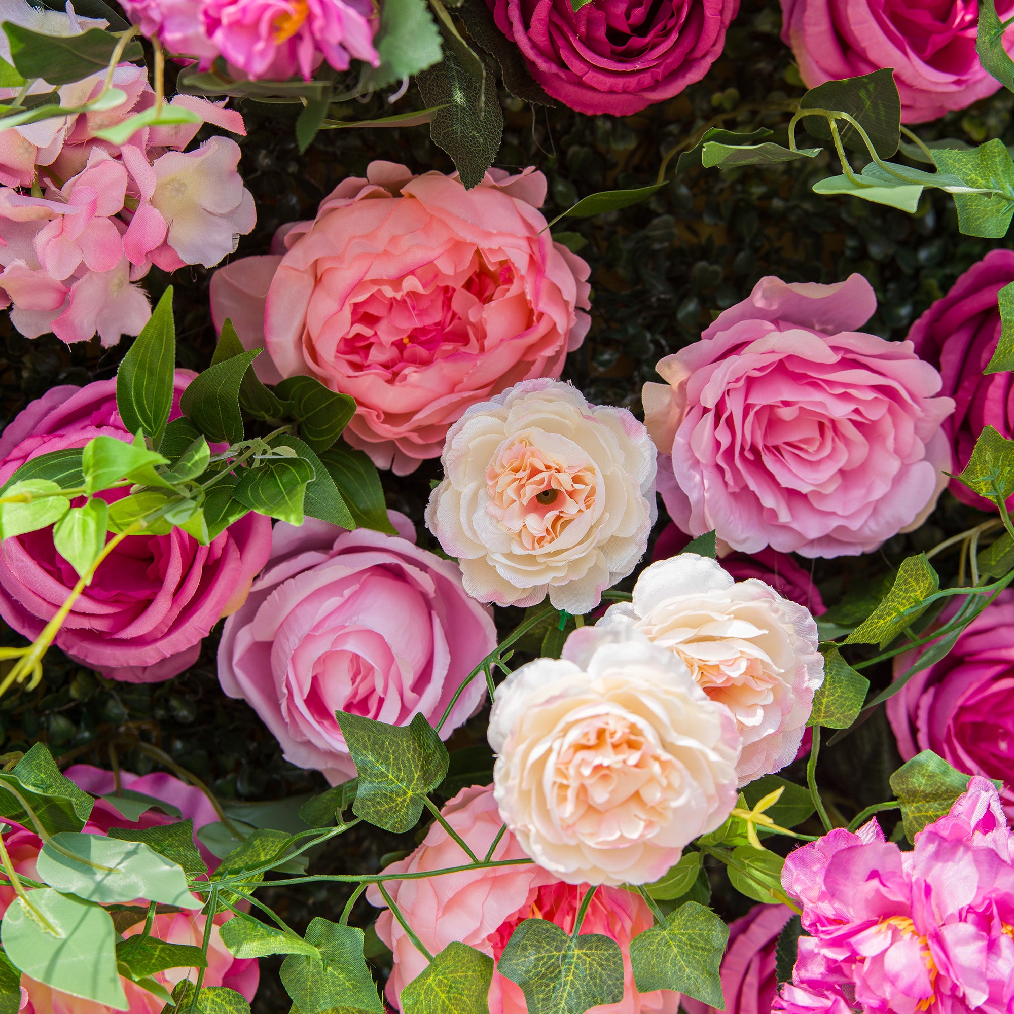 バラーフラワーロールアップファブリック人工花壁結婚式バックドロップ、フローラルパーティーデコレーション、イベントフォトグラフィー-VF-325