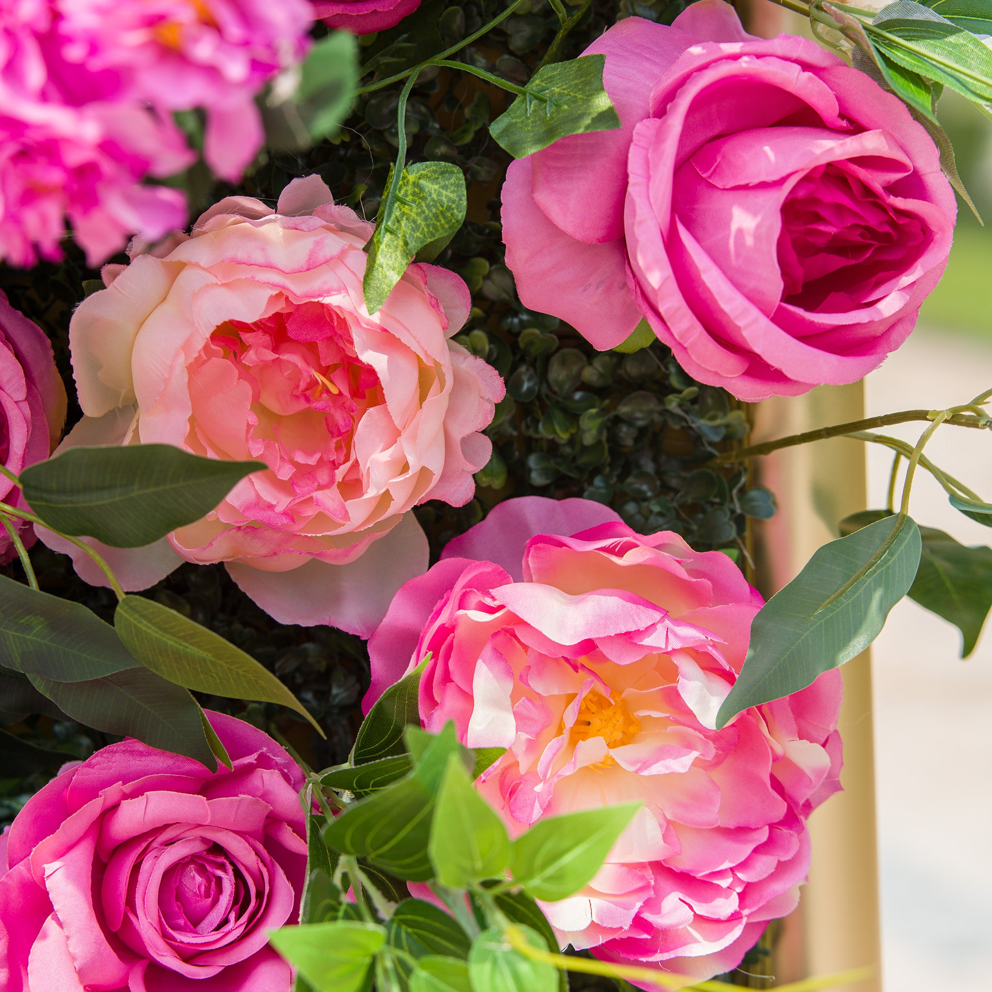 バラーフラワーロールアップファブリック人工花壁結婚式バックドロップ、フローラルパーティーデコレーション、イベントフォトグラフィー-VF-325