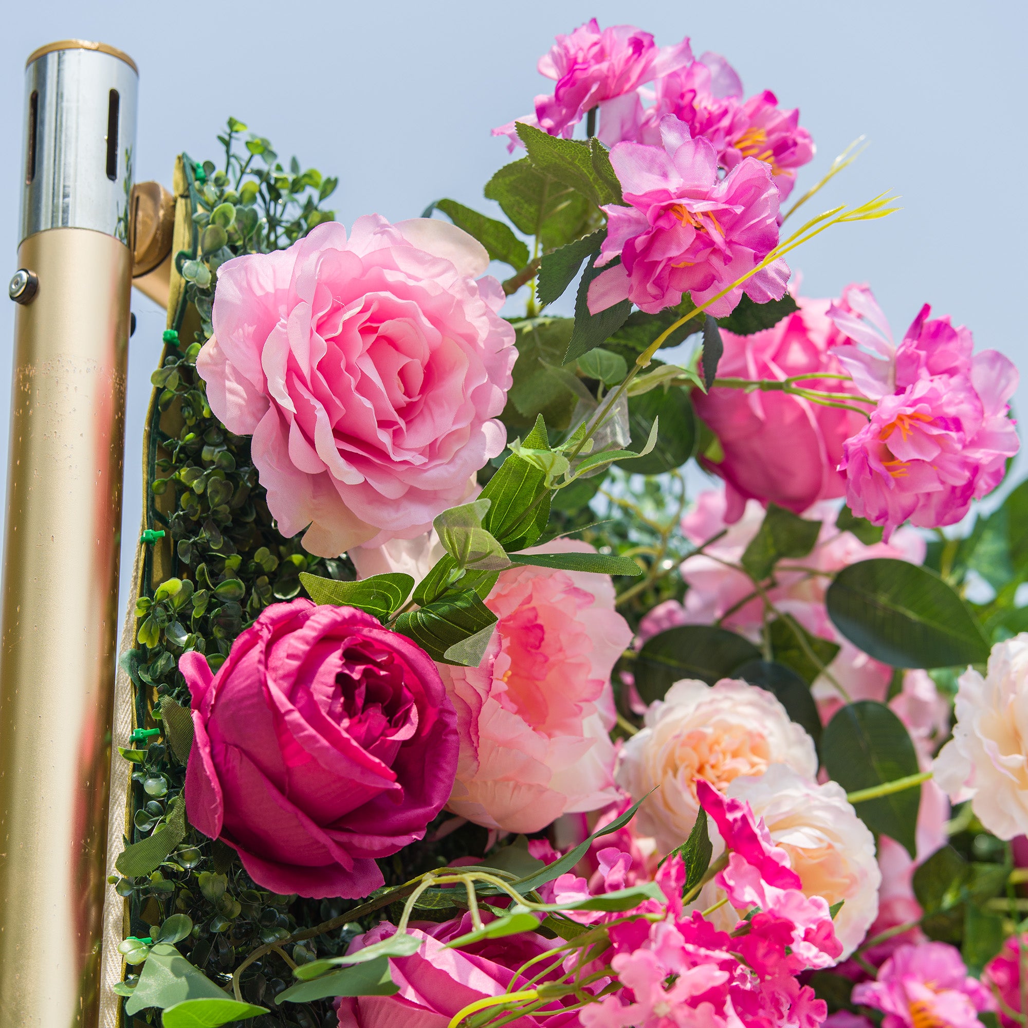 バラーフラワーロールアップファブリック人工花壁結婚式バックドロップ、フローラルパーティーデコレーション、イベントフォトグラフィー-VF-325