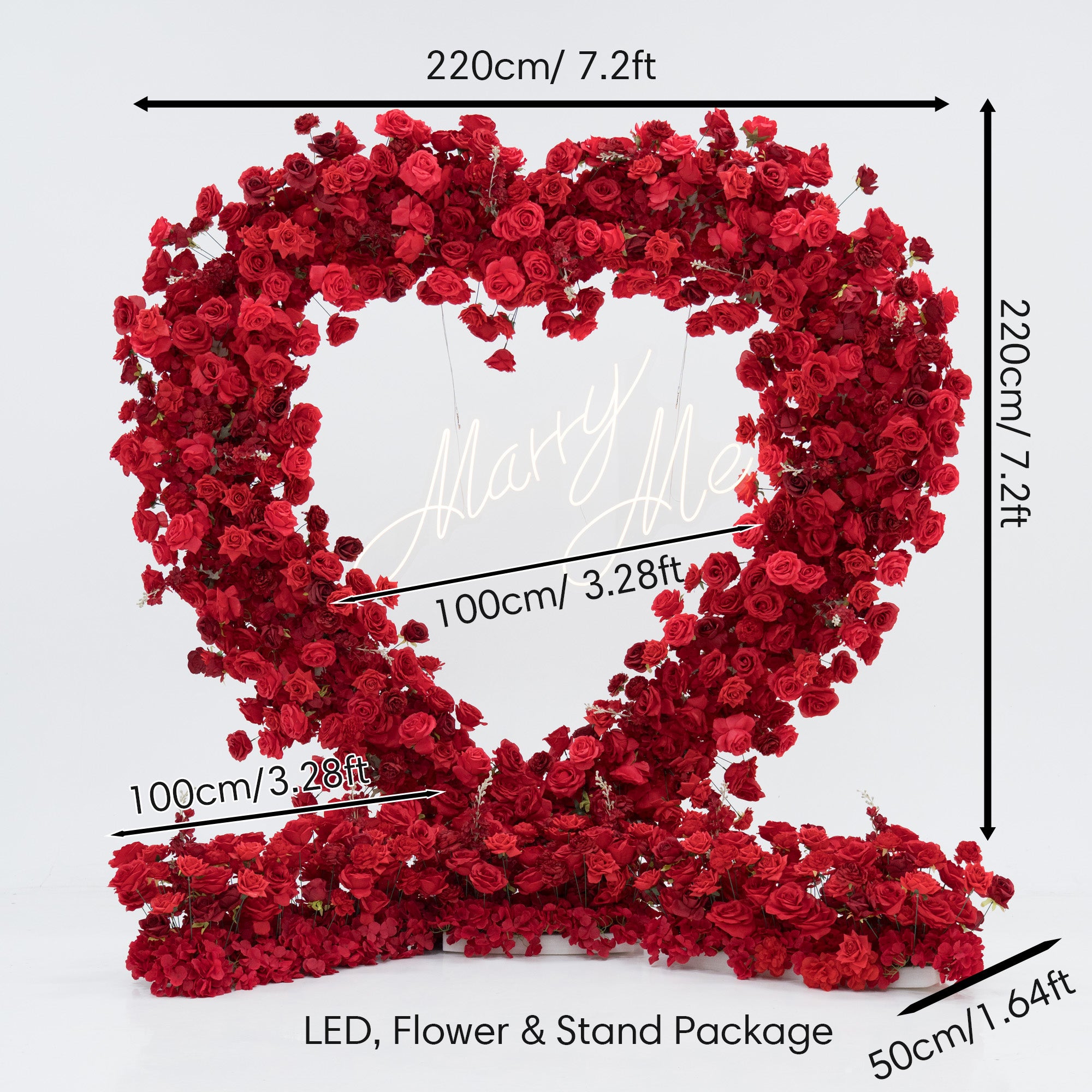 Valar Flower Red Rose Heart - Shaped Floral Backdrop: A Romantic Proposal & Event Centerpiece HA-405