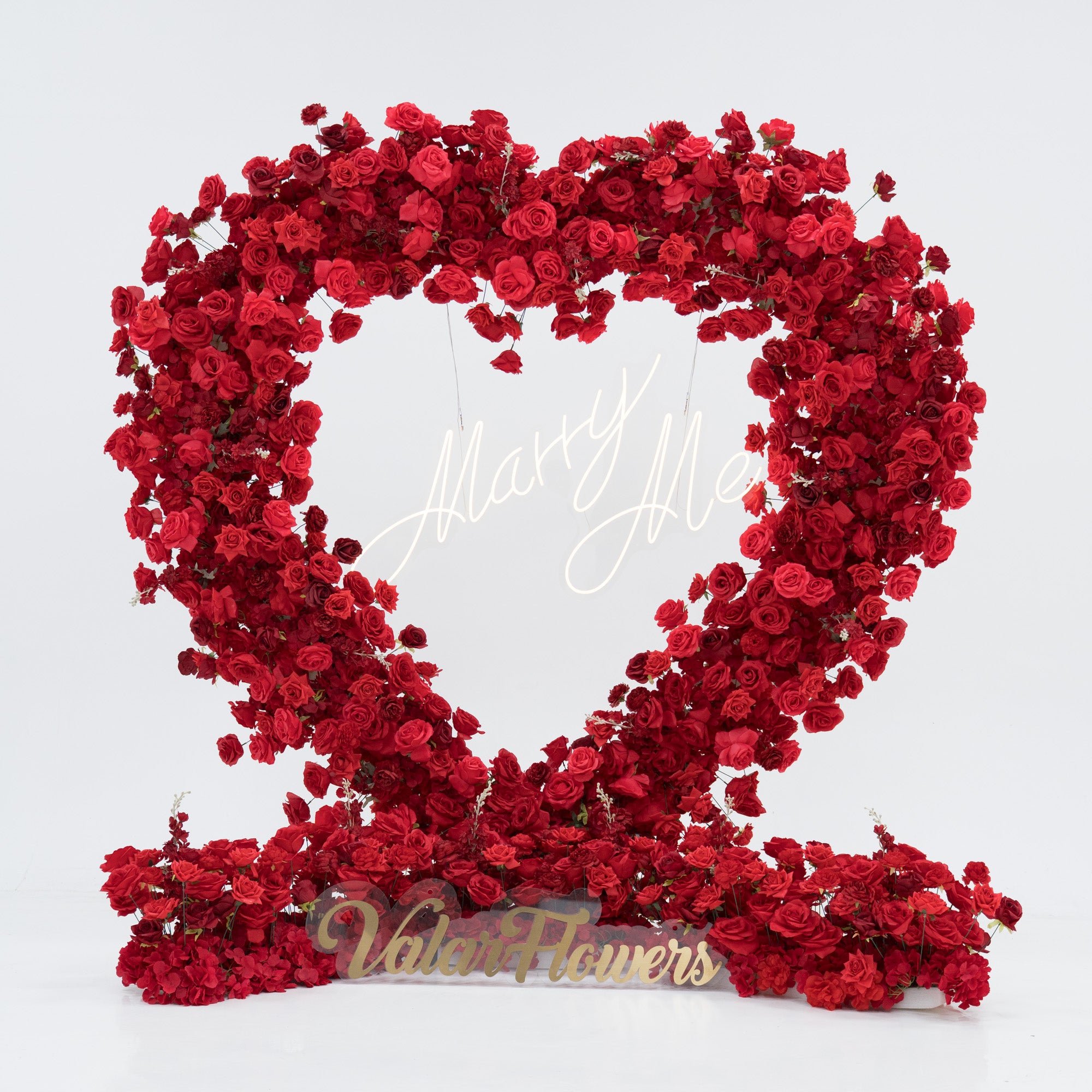 Valar Flower Red Rose Heart - Shaped Floral Backdrop: A Romantic Proposal & Event Centerpiece HA-405