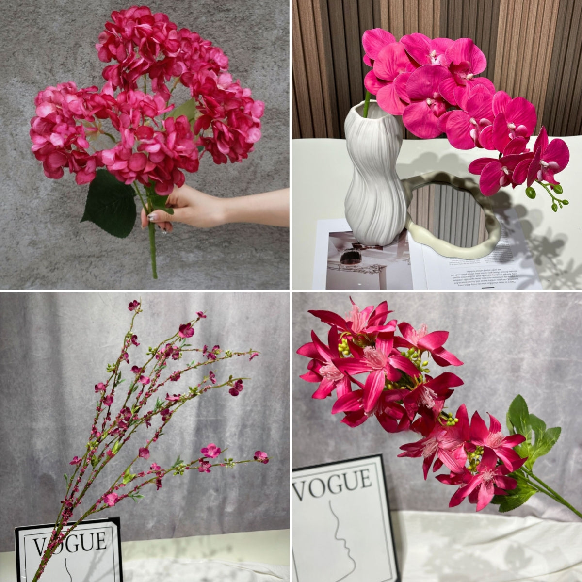 Vibrant Magenta Faux Flower | Real Touch Stem for DIY or Wedding Decor FS-1010D