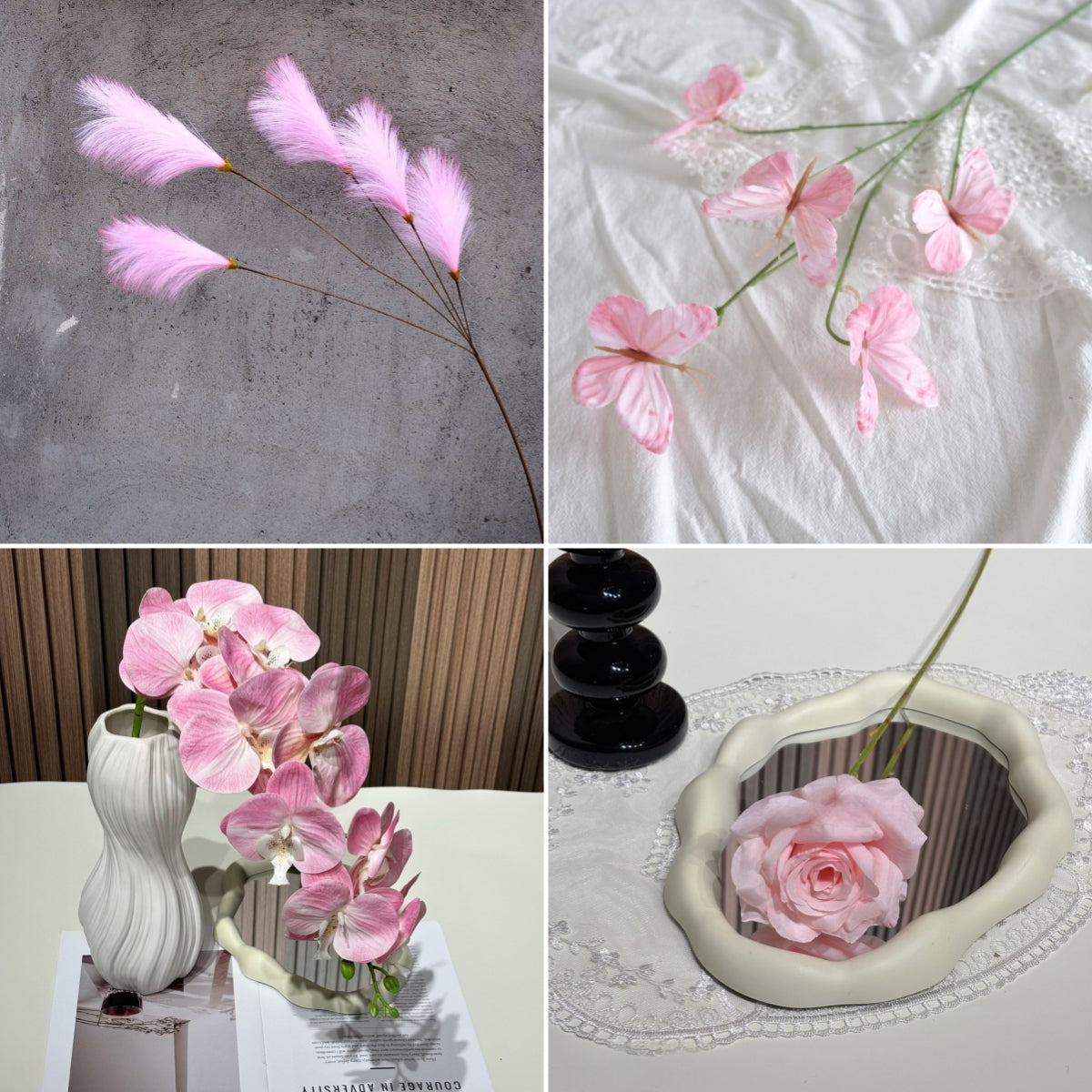 Chic Pink Faux Florals | Realistic Single Flower Stems for Modern Home Decor FS-1002E