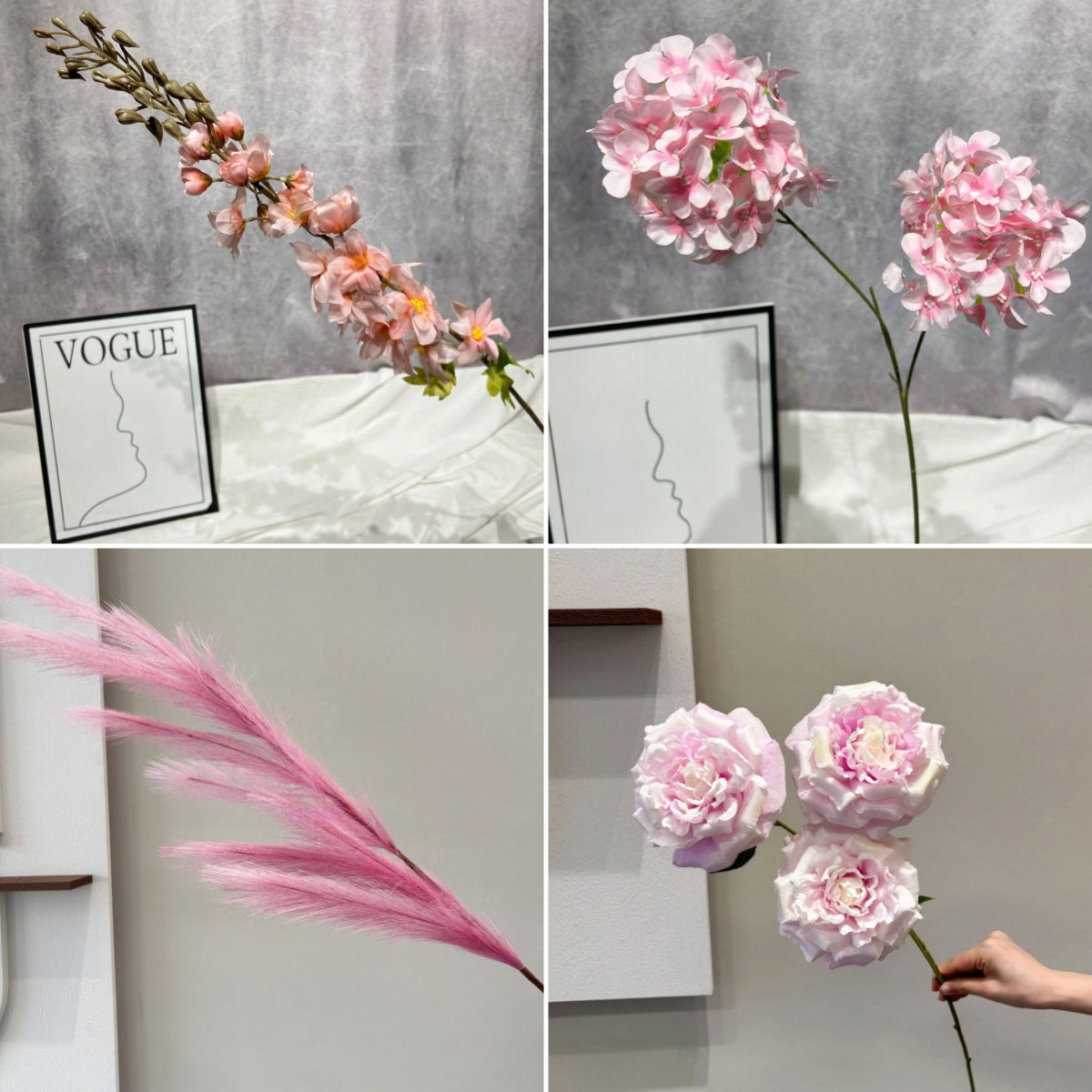 Pastel Pink Artificial Flower Collection | Single Stem Faux Flowers for DIY Decor FS-1002F