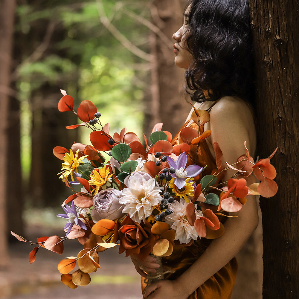Fall-Themed Faux Floral Bouquet | Perfect for Home Décor, Weddingsand Autumn Events VB-111-1