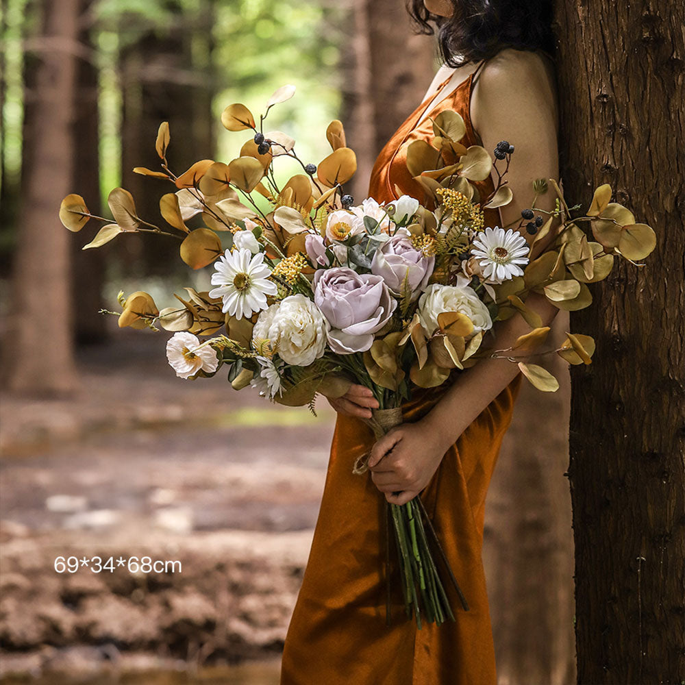 Fall-Themed Faux Floral Bouquet | Perfect for Home Décor, Weddingsand Autumn Events VB-111-3