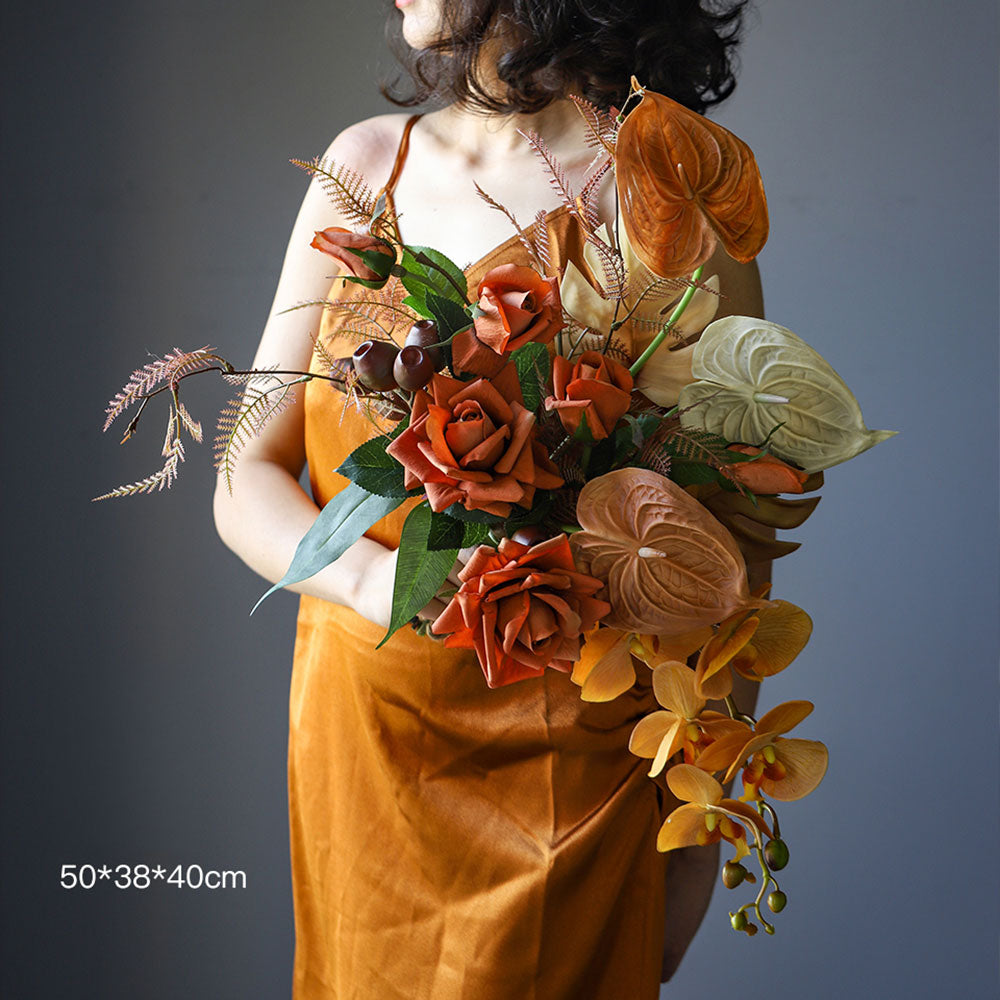 Fall-Themed Faux Floral Bouquet | Perfect for Home Décor, Weddingsand Autumn Events VB-111-5