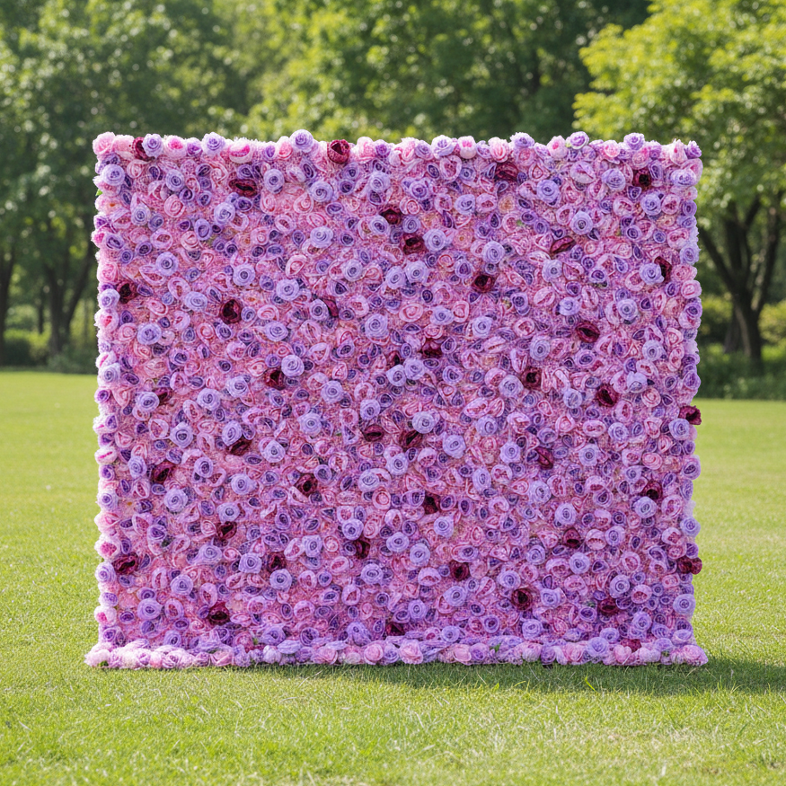 결혼식 및 파티 축하 장식을 위한 5D 핑크 로즈 롤업 꽃 벽 배경 VF-501