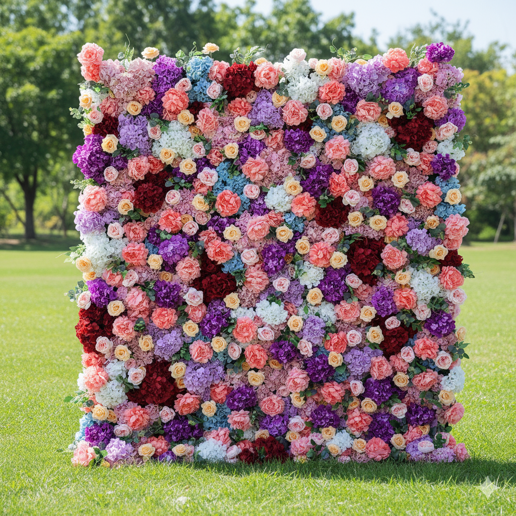 결혼식 및 파티 축하 장식을 위한 5D 핑크 로즈 롤업 꽃 벽 배경 VF-501