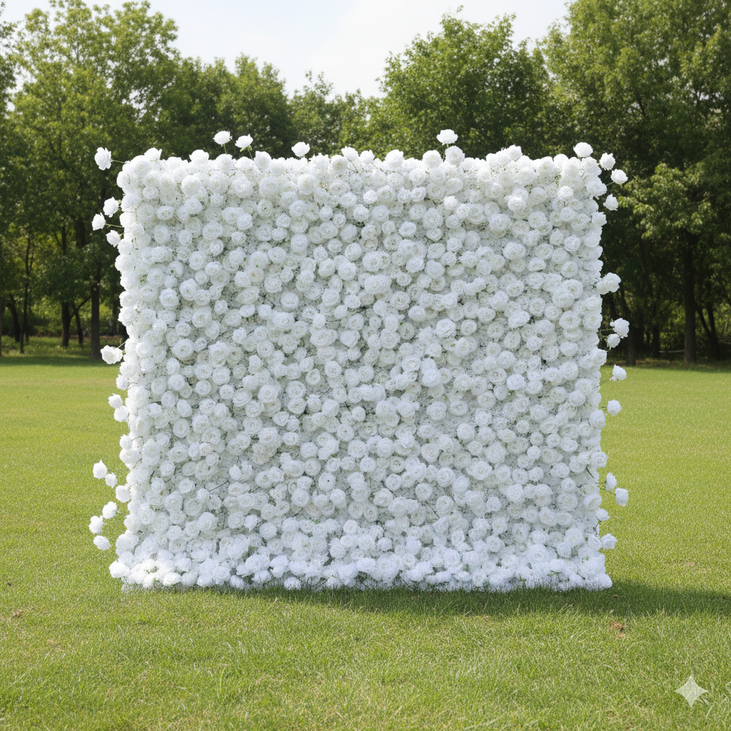 결혼식 및 파티 축하 장식을 위한 5D 핑크 로즈 롤업 꽃 벽 배경 VF-501