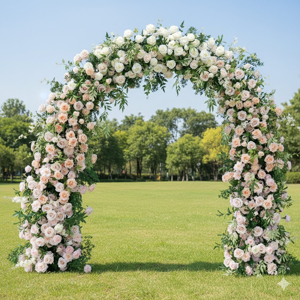 Arco de Flores Artificiales Inspirado en Monet – Fondo Colorido Impresionista para Bodas, Ceremonias o Eventos VA-366