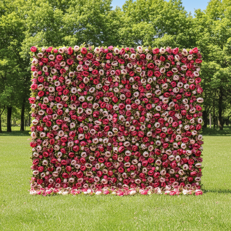 バラールフラワーズ ロールアップファブリック 人工花 壁 結婚式 バックドロップ、フローラルパーティーデコレーション、イベントフォトグラフィー - VF-334