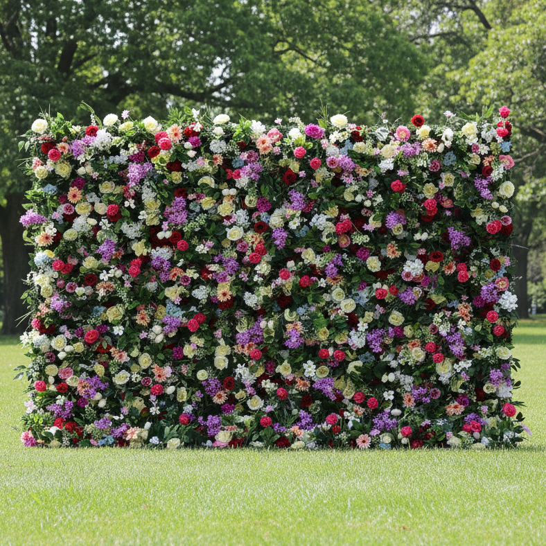 バラールフラワーズ ロールアップファブリック 人工花 壁 結婚式 バックドロップ、フローラルパーティーデコレーション、イベントフォトグラフィー - VF-370