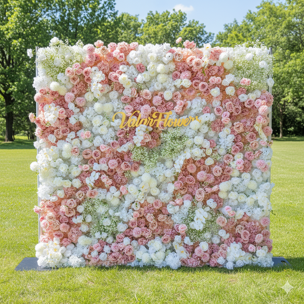 Valar 꽃 DIY 5D 롤업 꽃 벽 배경 결혼식 및 파티 축하 장식 VF-418