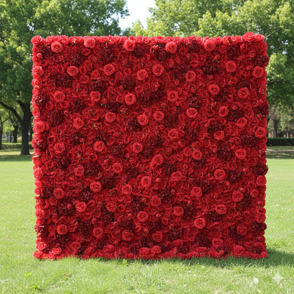 バラールフラワーズ ロールアップファブリック 人工花 壁 結婚式 バックドロップ、フローラルパーティーデコレーション、イベントフォトグラフィー - VF-034