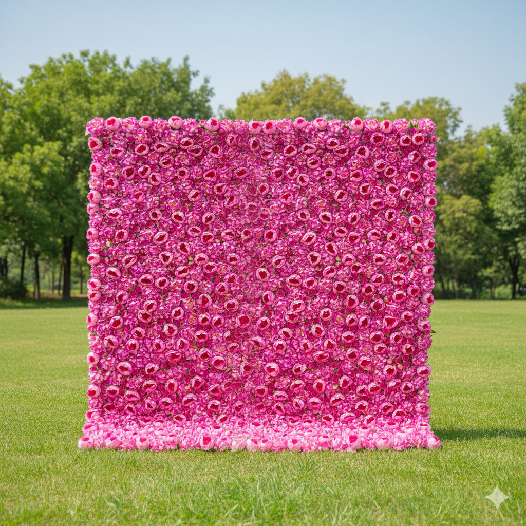 Valar 꽃 롤업 패브릭 인공 팬지 보라색과 음소거 핑크 꽃 벽 웨딩 배경, 꽃 파티 장식, 이벤트 사진-VF-065