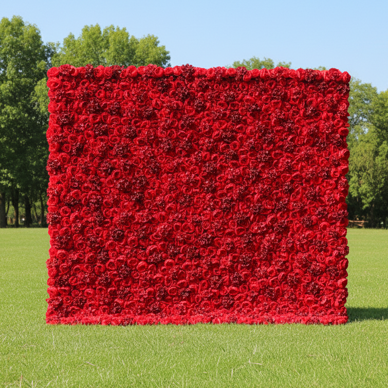 Valar 꽃 롤 패브릭 인공 붉은 꽃 벽 웨딩 배경, 꽃 파티 장식, 이벤트 사진-VF-021-3