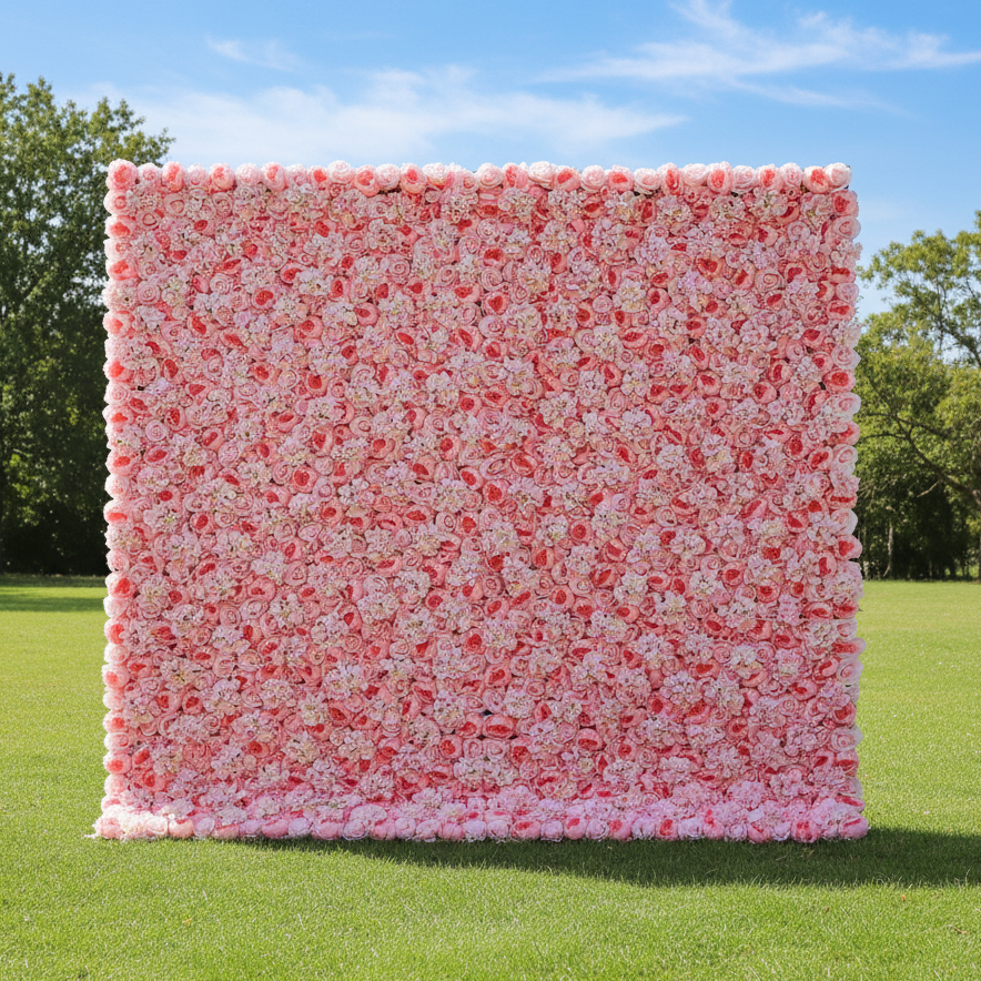 Valar 꽃 롤업 패브릭 인공 장미 안개와 깊은 밤나무 꽃 벽 웨딩 배경, 꽃 파티 장식, 이벤트 사진-VF-021-2