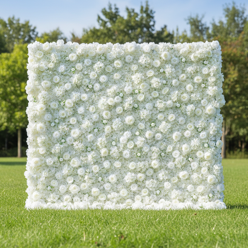 Valar 꽃 롤 패브릭 인공 레몬 녹색과 흰색 장미 꽃 벽 결혼식 배경, 꽃 파티 장식, 이벤트 사진-VF-056