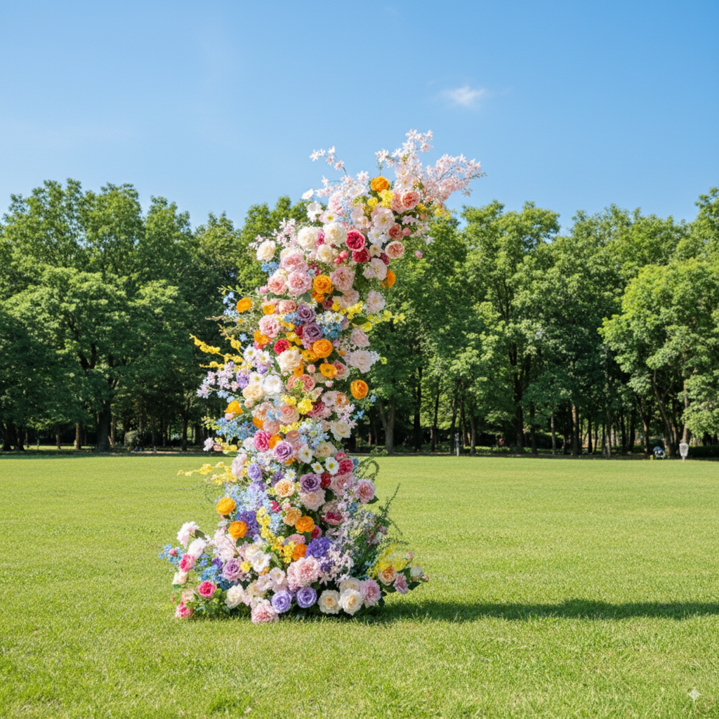 Eleganter Blumenbogen in Mondform für die Hochzeitszeremonie – Künstlicher Blumenbogen für Hochzeiten, Veranstaltungen und besondere Anlässe