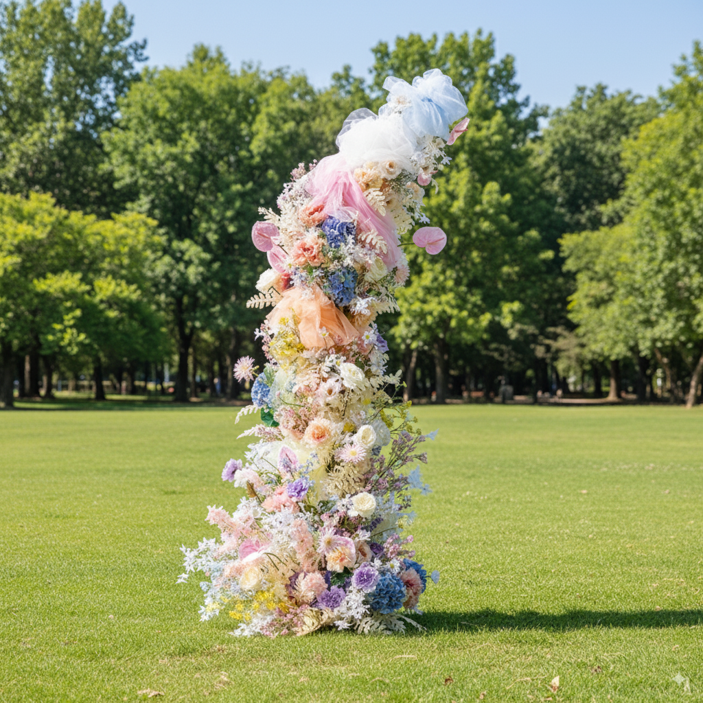 우아한 달 모양 결혼식 꽃 아치 - 결혼식, 행사 및 특별 행사를 위한 인공 꽃 아치