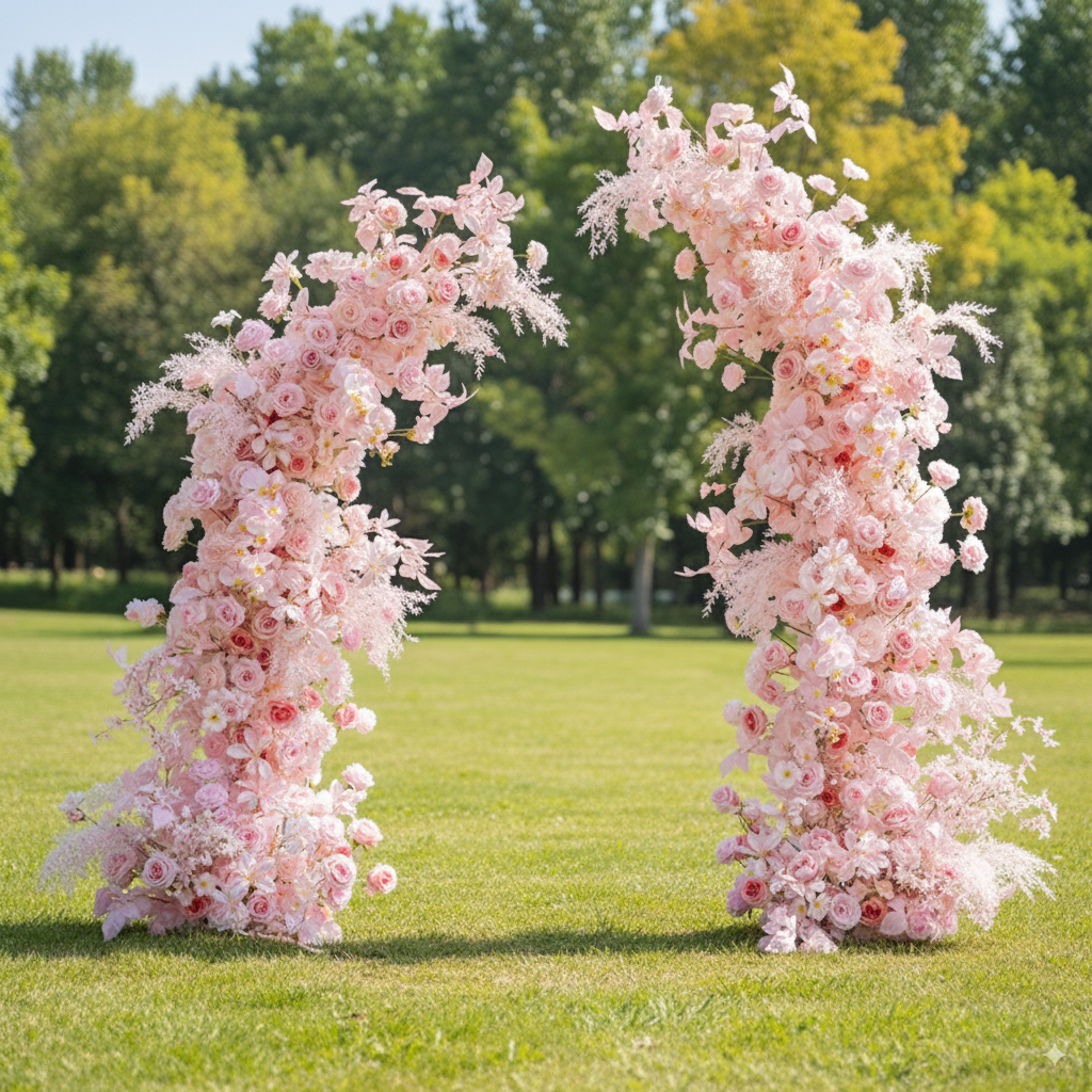 Eleganter Blumenbogen in Mondform für die Hochzeitszeremonie – Künstlicher Blumenbogen für Hochzeiten, Veranstaltungen und besondere Anlässe
