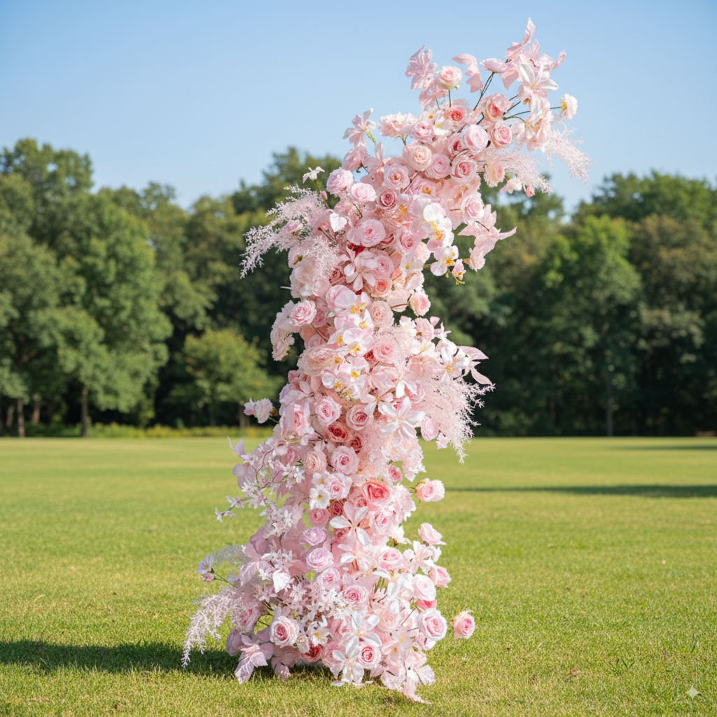 Eleganter Blumenbogen in Mondform für die Hochzeitszeremonie – Künstlicher Blumenbogen für Hochzeiten, Veranstaltungen und besondere Anlässe