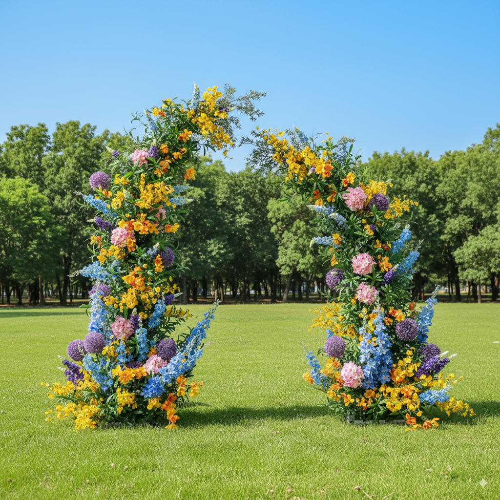 Eleganter Blumenbogen in Mondform für die Hochzeitszeremonie – Künstlicher Blumenbogen für Hochzeiten, Veranstaltungen und besondere Anlässe