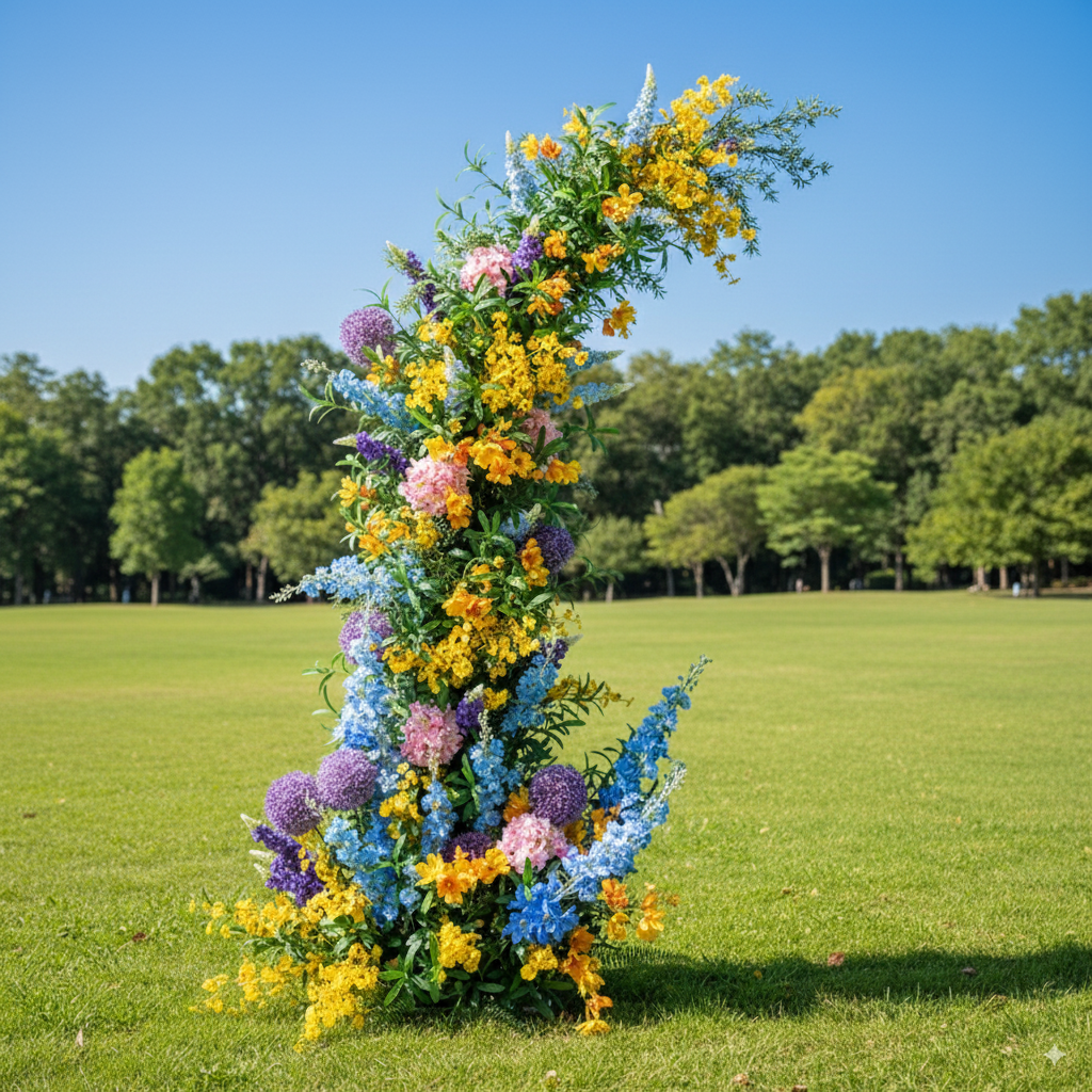 Eleganter Blumenbogen in Mondform für die Hochzeitszeremonie – Künstlicher Blumenbogen für Hochzeiten, Veranstaltungen und besondere Anlässe