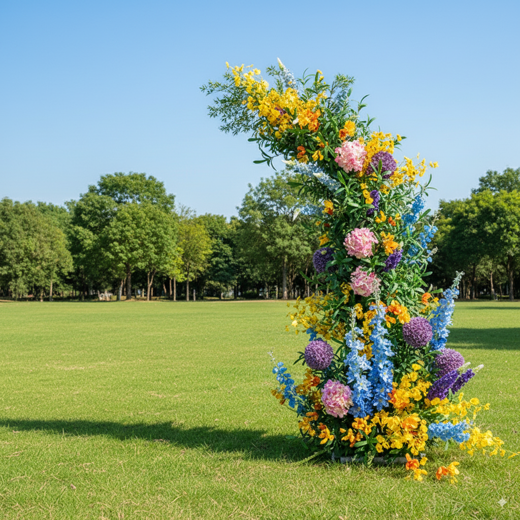 Eleganter Blumenbogen in Mondform für die Hochzeitszeremonie – Künstlicher Blumenbogen für Hochzeiten, Veranstaltungen und besondere Anlässe