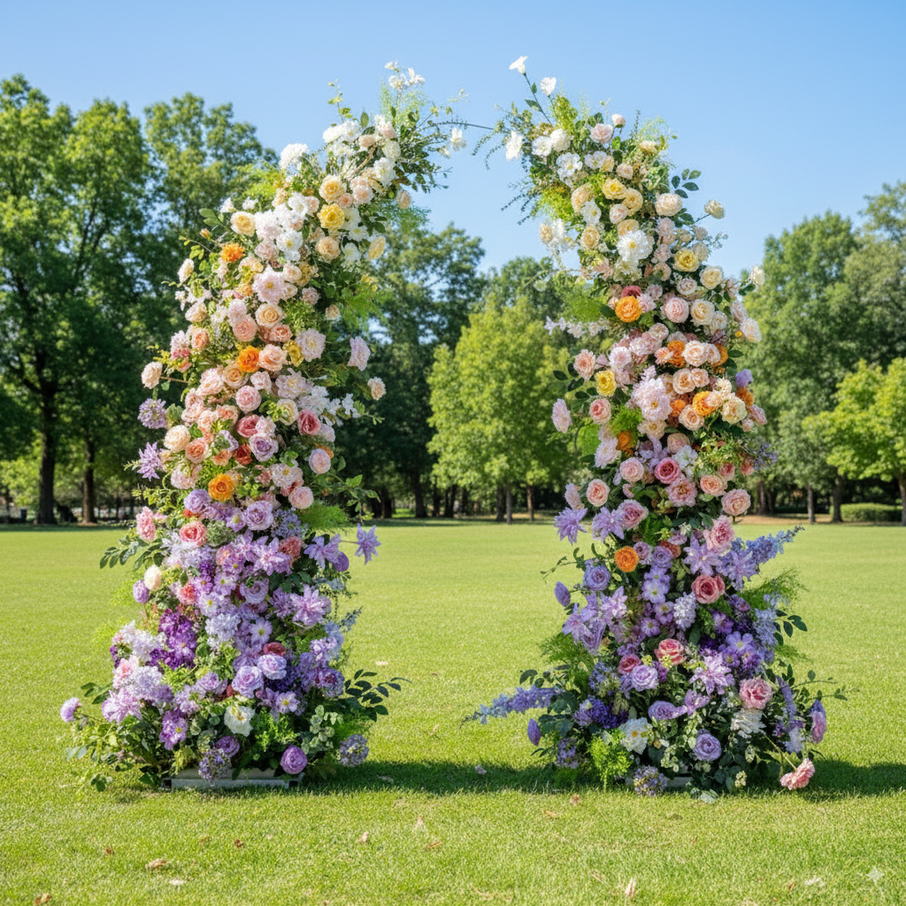 Eleganter Blumenbogen in Mondform für die Hochzeitszeremonie – Künstlicher Blumenbogen für Hochzeiten, Veranstaltungen und besondere Anlässe