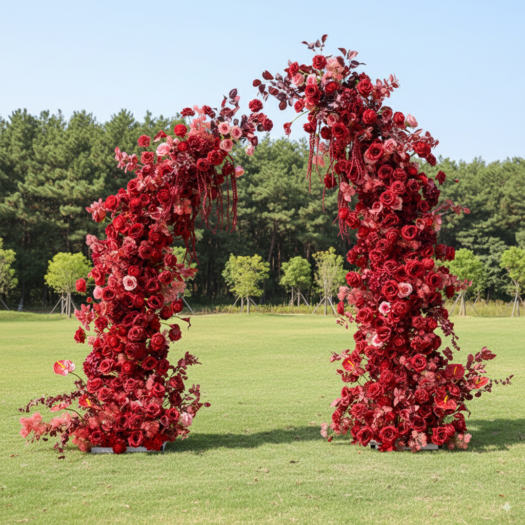 Eleganter Blumenbogen in Mondform für die Hochzeitszeremonie – Künstlicher Blumenbogen für Hochzeiten, Veranstaltungen und besondere Anlässe