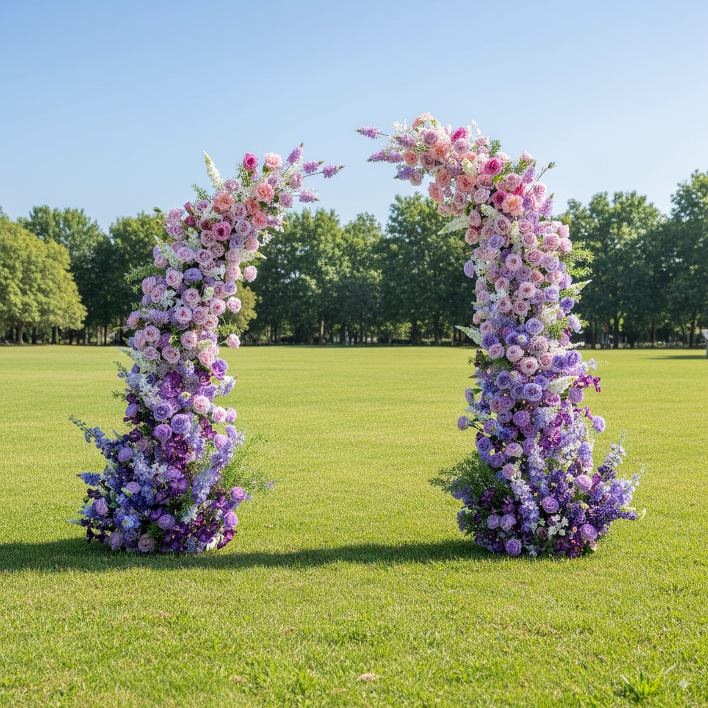 Eleganter Blumenbogen in Mondform für die Hochzeitszeremonie – Künstlicher Blumenbogen für Hochzeiten, Veranstaltungen und besondere Anlässe
