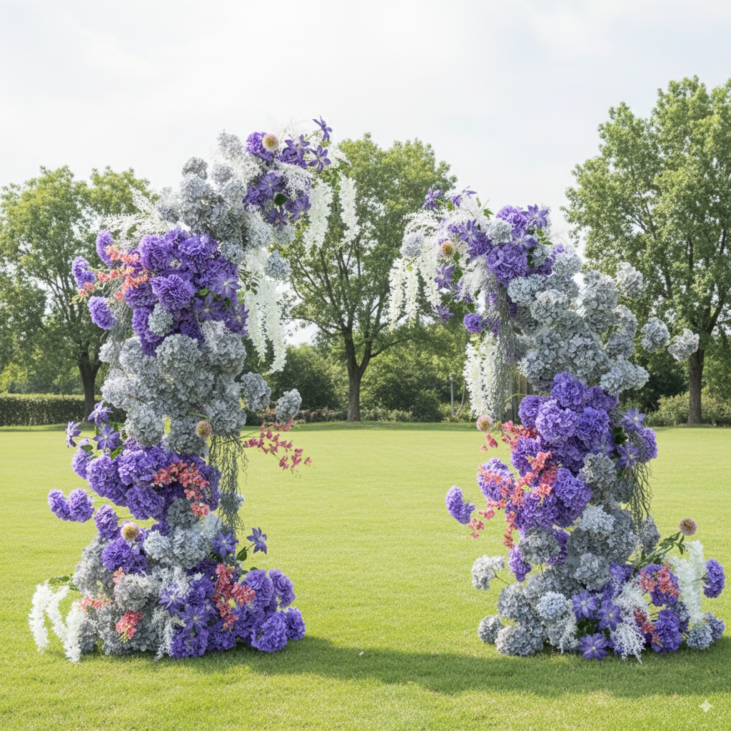 Eleganter Blumenbogen in Mondform für die Hochzeitszeremonie – Künstlicher Blumenbogen für Hochzeiten, Veranstaltungen und besondere Anlässe