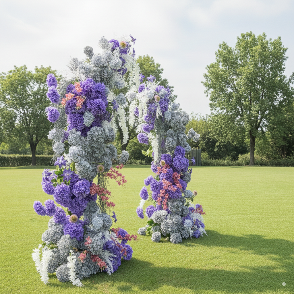 Eleganter Blumenbogen in Mondform für die Hochzeitszeremonie – Künstlicher Blumenbogen für Hochzeiten, Veranstaltungen und besondere Anlässe