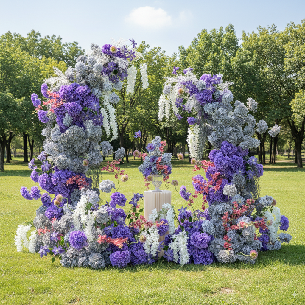 Eleganter Blumenbogen in Mondform für die Hochzeitszeremonie – Künstlicher Blumenbogen für Hochzeiten, Veranstaltungen und besondere Anlässe