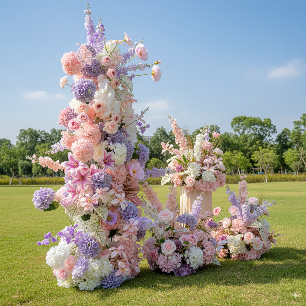 Eleganter Blumenbogen in Mondform für die Hochzeitszeremonie – Künstlicher Blumenbogen für Hochzeiten, Veranstaltungen und besondere Anlässe