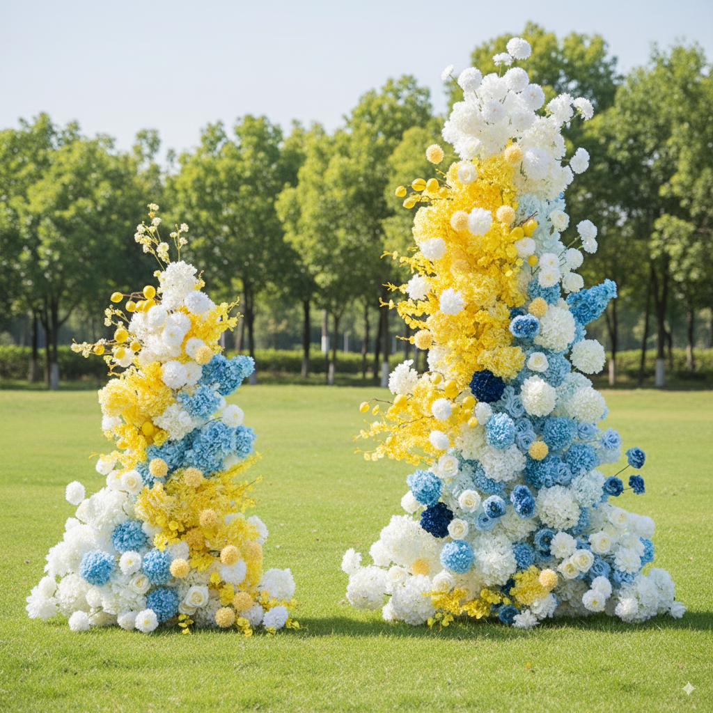 Eleganter Blumenbogen in Mondform für die Hochzeitszeremonie – Künstlicher Blumenbogen für Hochzeiten, Veranstaltungen und besondere Anlässe