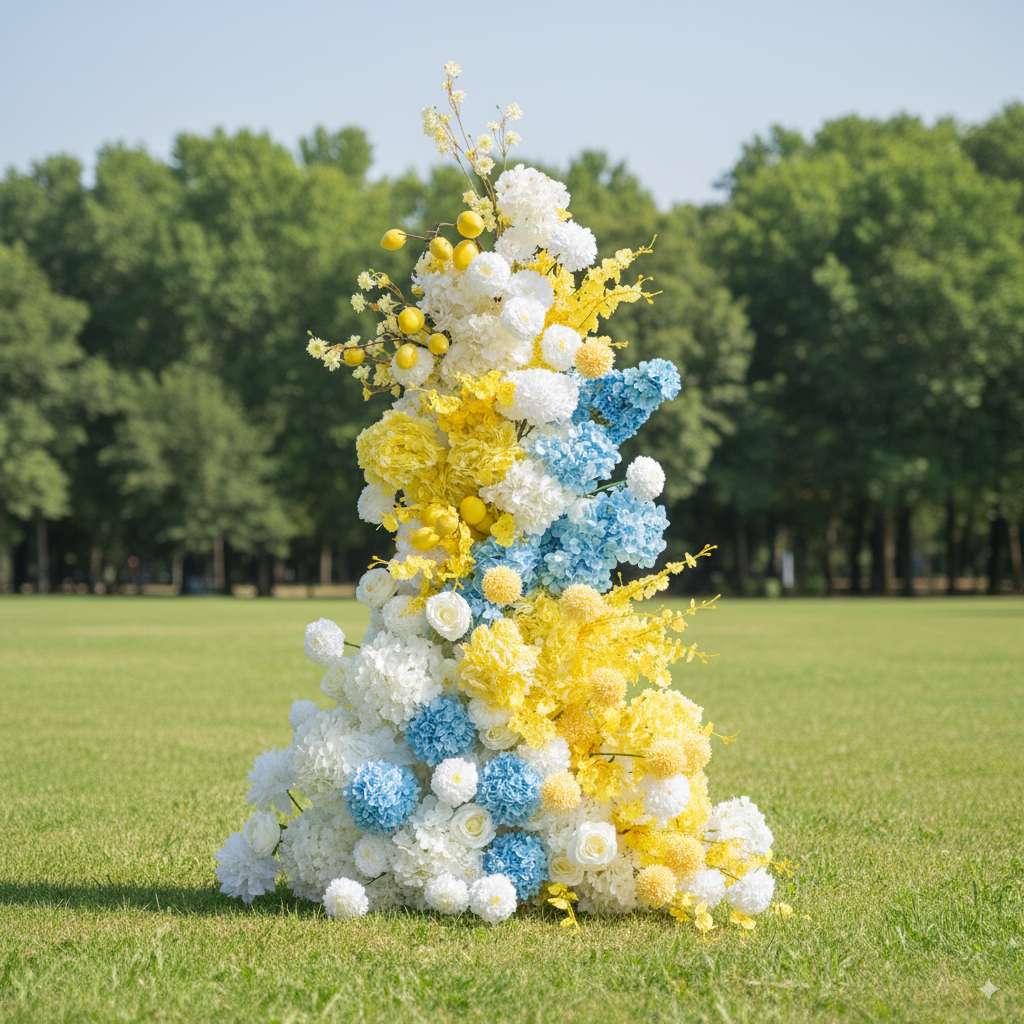Eleganter Blumenbogen in Mondform für die Hochzeitszeremonie – Künstlicher Blumenbogen für Hochzeiten, Veranstaltungen und besondere Anlässe