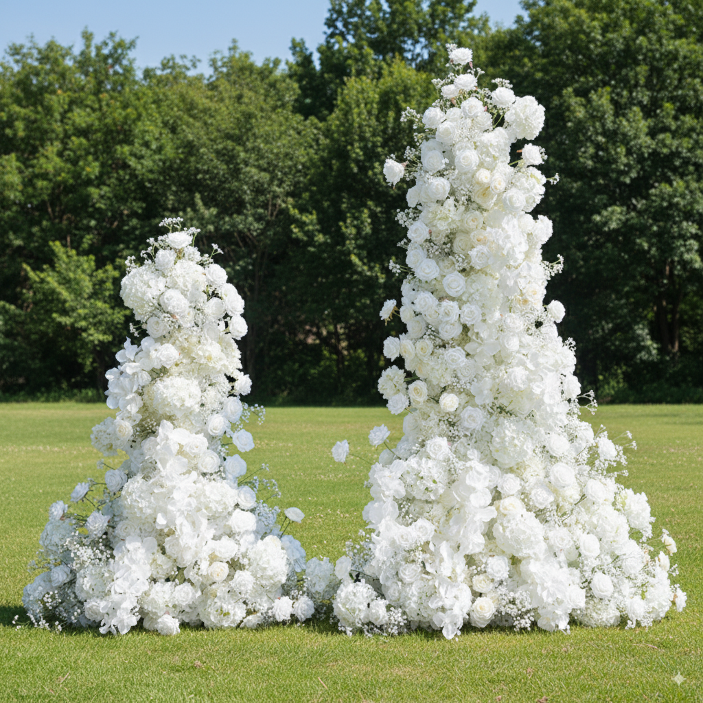 Valar Flower All-White Faux Floral Wall Set – Elegant Hanging Installation for Wedding Ceremony & Luxury Display VA-374