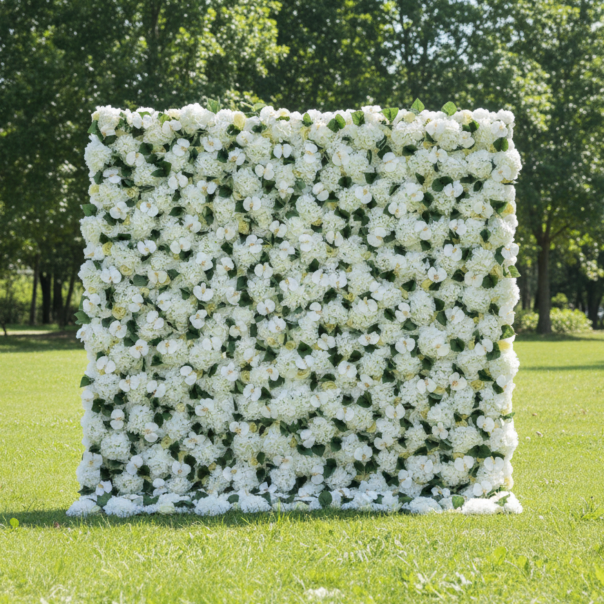 Valar 꽃 롤업 패브릭 인공 흰색 호접란 아프로디테와 장미 꽃 벽 웨딩 배경, 꽃 파티 장식, 이벤트 사진-VF-003