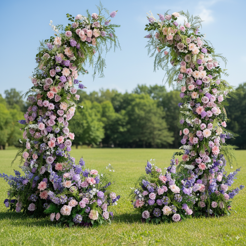 Eleganter Blumenbogen in Mondform für die Hochzeitszeremonie – Künstlicher Blumenbogen für Hochzeiten, Veranstaltungen und besondere Anlässe