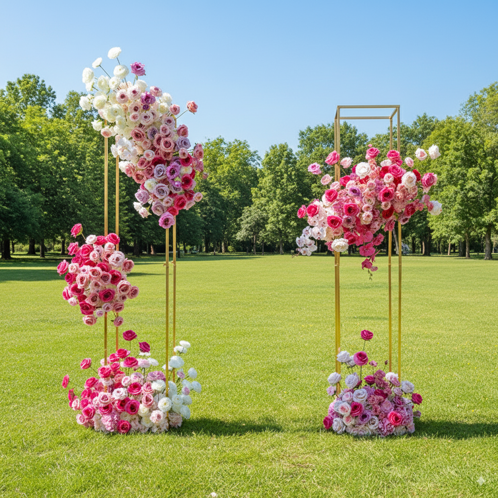 Pink Gradient Faux Flower Arrangement – Luxury Rose Installation for Party or Event Backdrop Decor FA-257