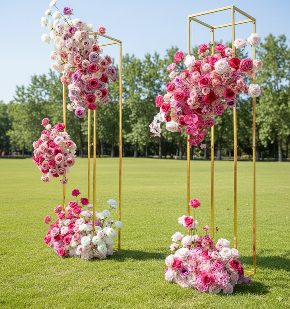 Pink Gradient Faux Flower Arrangement – Luxury Rose Installation for Party or Event Backdrop Decor FA-257