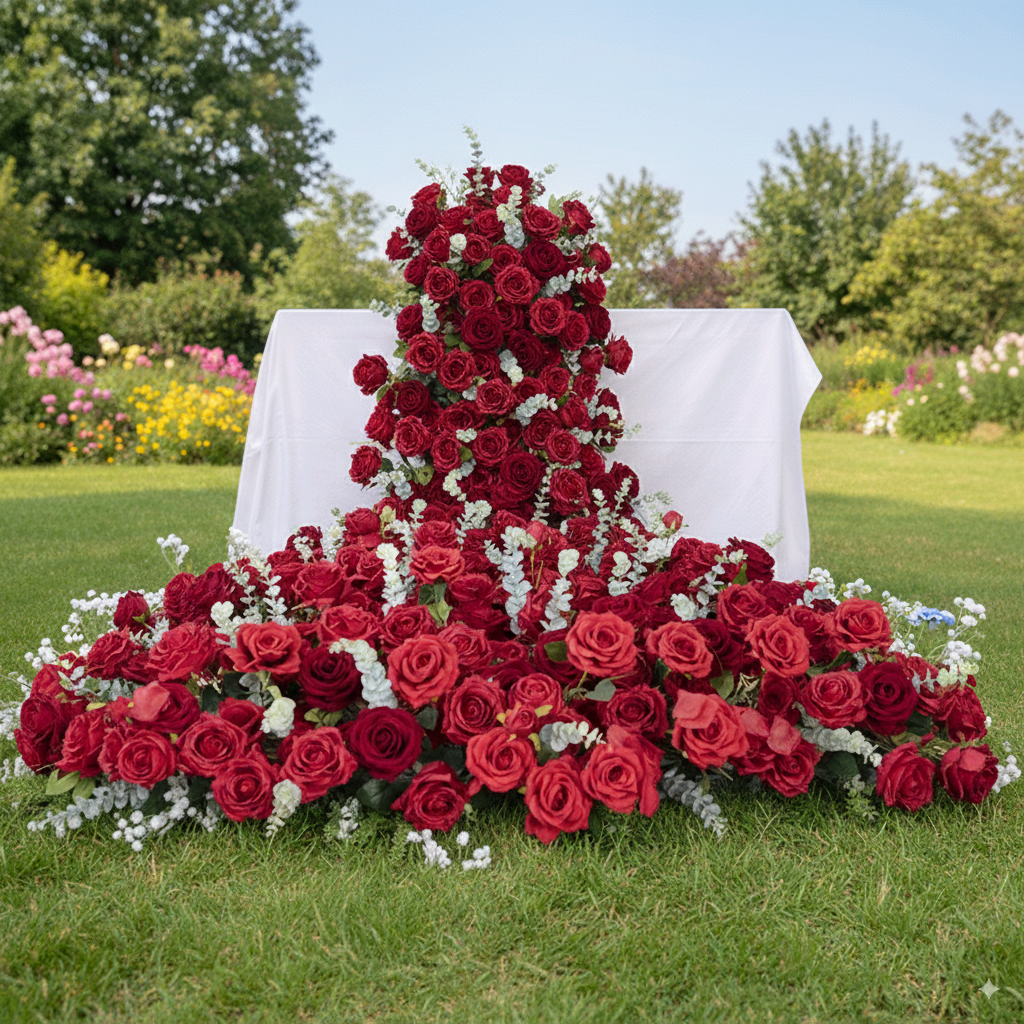 Elegant Pink and Lavender Floral Wedding Table Runner, Artificial Flower Arrangement, Reception Decor & Event Display FA-214