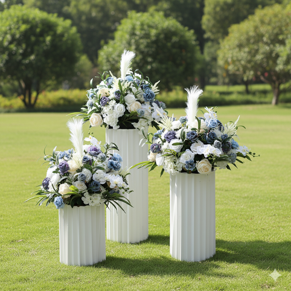 Dusty blue and White Floral Centerpieces, Artificial Flower Arrangements, Wedding Table Decor & Event Display FB-101