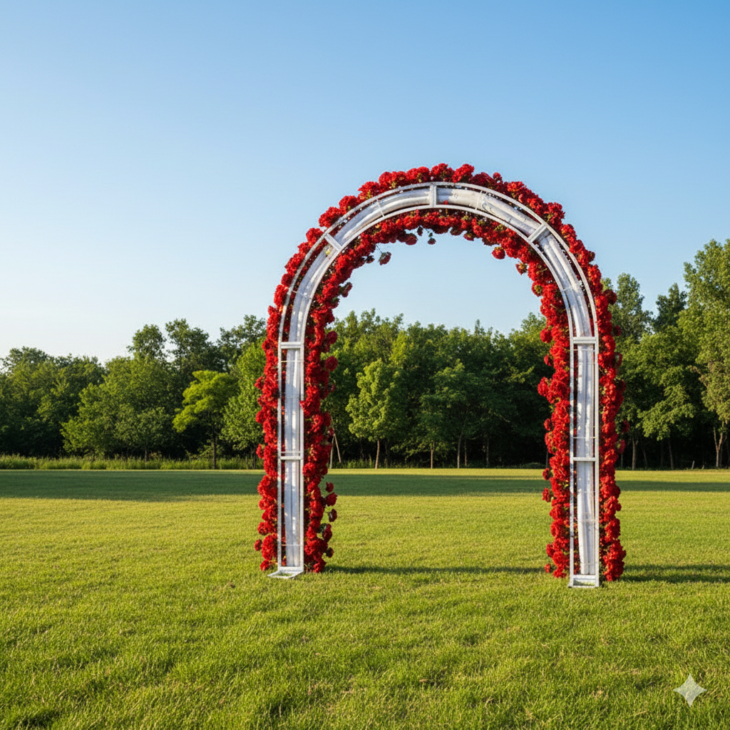 Valar Red Rose Floral Arch, Artificial Flower Backdrop, Wedding Ceremony Decor, Event Photography Prop VA-331