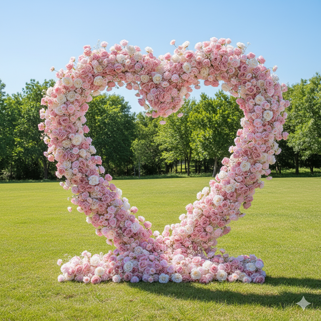 Heart-Shaped Artificial Floral Arch Romantic Wedding Backdrop, Event Decoration, and Ceremony Floral Display HA-402