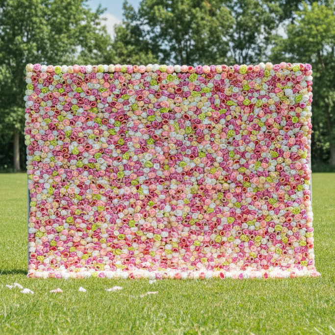 결혼식, 롤업 꽃 장식, 이벤트 사진용 인공 꽃 벽 배경 - VF-103