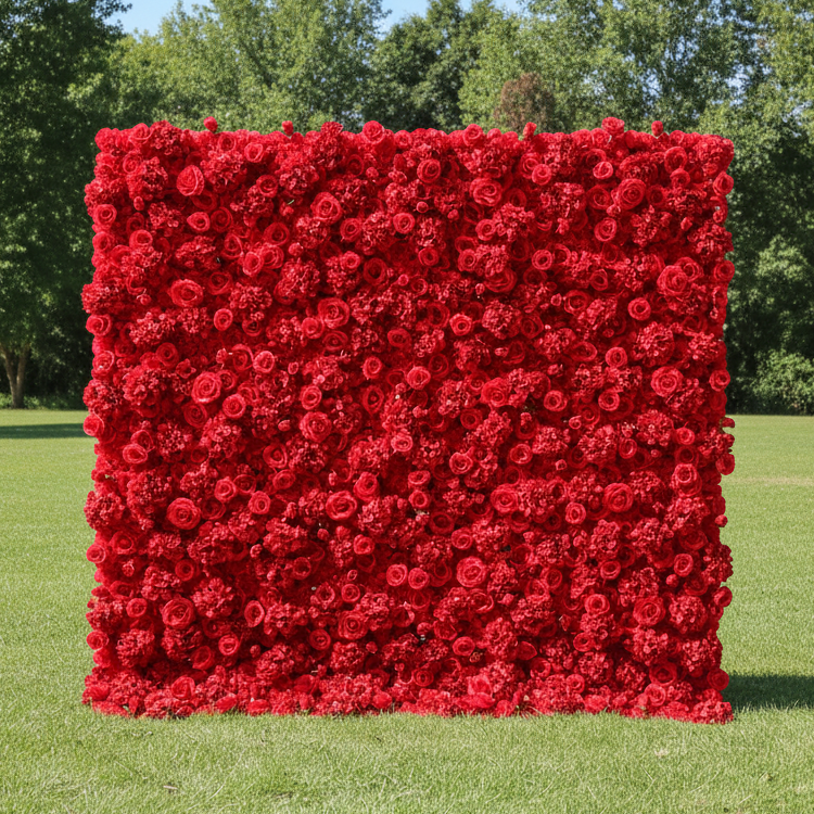 결혼식 및 파티 축하 장식을 위한 5D 화이트 로즈 롤업 꽃 벽 배경 VF-435